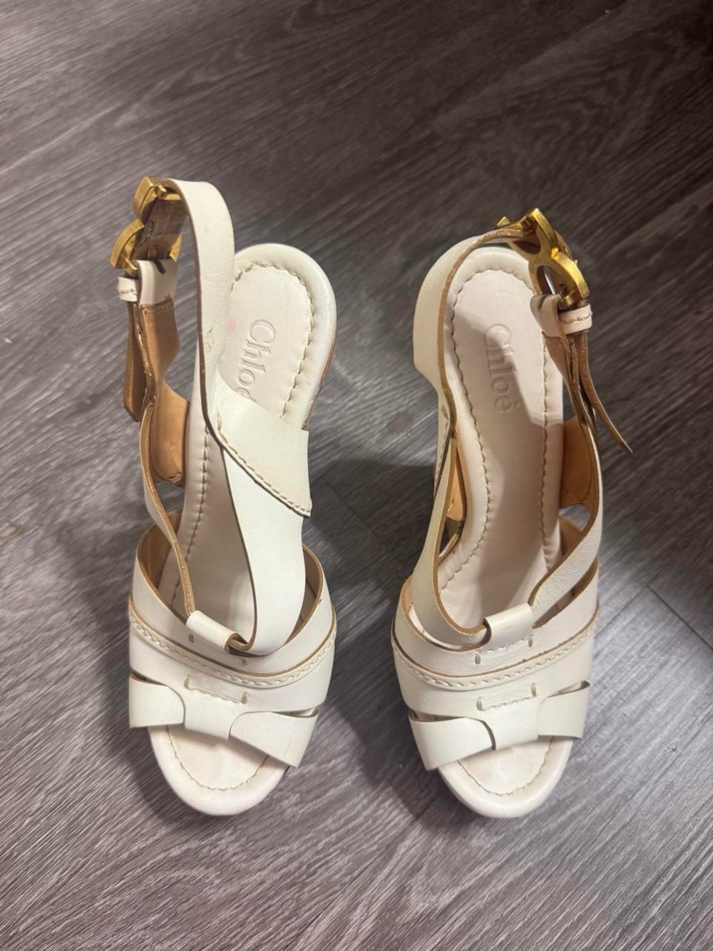 White Leather Slingback Sandals